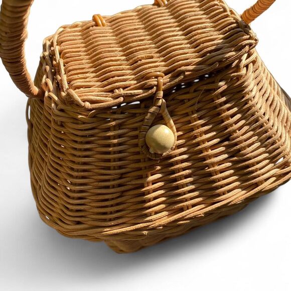 Vintage Ratan Wicker House Retro Novelty Festival Rave Basket Bag - Picture 3 of 8